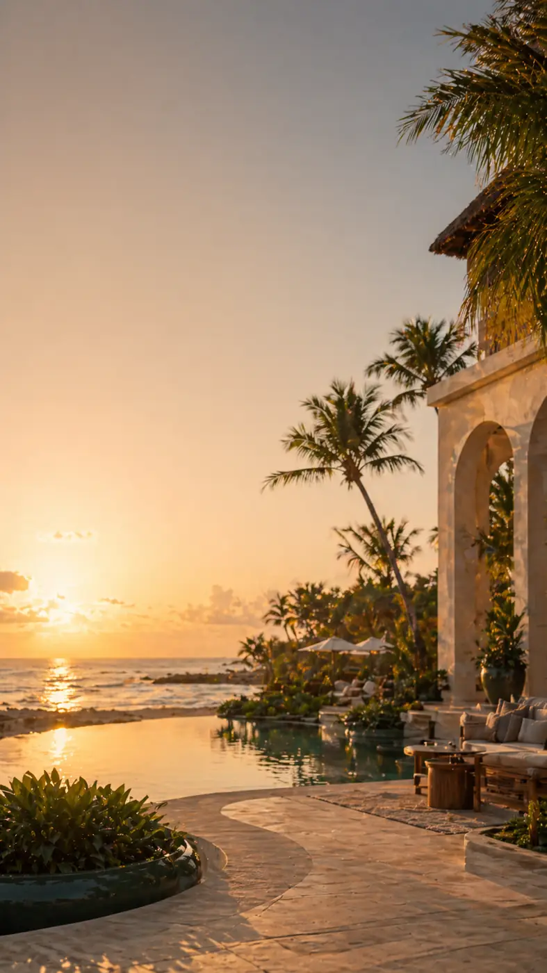 Resort at sunset